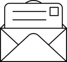 Black Outline Mail Or Envelope Flat Icon. vector