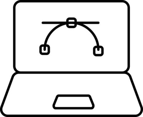 Line Art Pen Tool In Laptop Screen Icon.