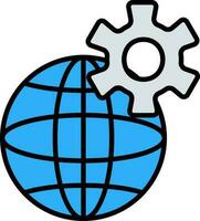 Global Setting Icon In Blue And Gray Color. vector