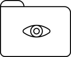 Eye Symbol On File Folder Linear Icon In Flat Style. vector