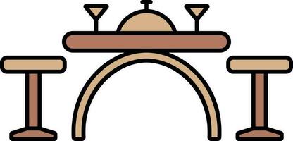 Dinner Table Icon In Brown Color. vector