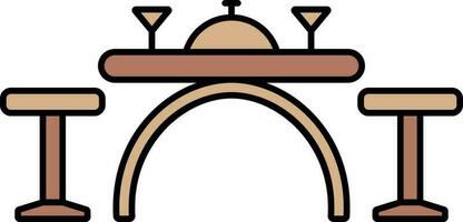 Dinner Table Icon In Brown Color. vector