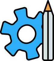 Cogwheel Or Setting Edit Icon In Blue And Gray Color. vector