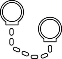 Black Line Art Handcuffs Icon Or Symbol. vector