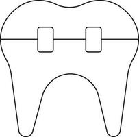 Teeth Braces Icon In Black Line Art. vector