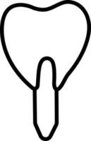 Dental Implant Icon In Thin Line Art. vector