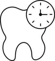 Linear Style Teeth With Clock Icon. vector