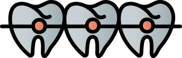 dientes tirantes icono en gris y naranja color. vector