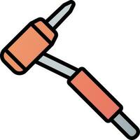 Tooth Drill Icon In Orange And Gray Color. vector