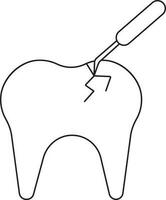 Tooth Scaling Icon In Black Line Art. vector