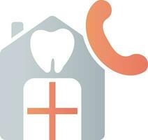 Dental Clinic With Phone Icon In Orange And Gray Color. vector