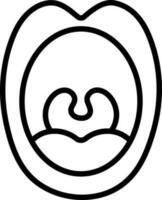 Open Mouth Icon In Black Line Art. vector