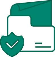 White And Green Approve Security Shield With Folder Icon. vector