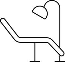 Dental Chair Icon In Black Line Art. vector