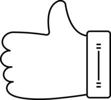 Thin Line Art Thumbs Up Icon Or Symbol. vector