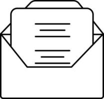 Linear Style Open Envelope With Letter Icon Or Symbol. vector