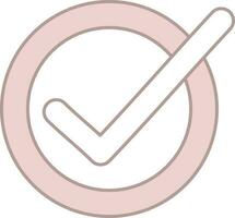 Checkmark Icon In Pink And White Color. vector