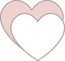 Pink And White Overlapping Hearts Icon. vector