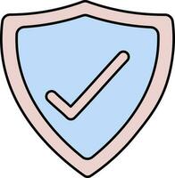 Isolated Approved Shield Icon In Pink And Blue Color. vector