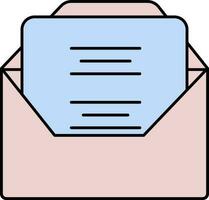 Pink And Blue Open Envelope With Letter Icon. vector