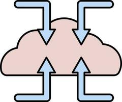 Cloud Backup And Restore Icon In Pink And Blue Color. vector