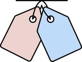 Two Tags Icon Or Symbol In Pink And Blue Color. vector