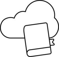 Cloud With Book Icon In Black Line Art. vector