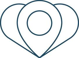 Illustration of Location in Heart Icon in Line Art. vector