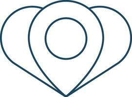 Illustration of Location in Heart Icon in Line Art. vector