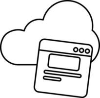 Cloud With Website Icon In Black Line Art. vector