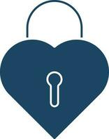 Isolated Heart Lock Icon in Flat Blue Color. vector