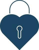 Isolated Heart Lock Icon in Flat Blue Color. vector