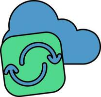 nube sincronizar icono en azul y verde color. vector