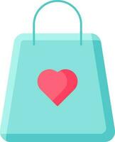 Illustration of Shopping Bag With Heart Icon in Blue And Pink Color. vector