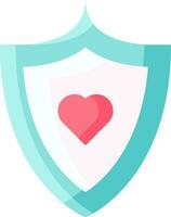 Illustration of Shield With Heart Icon in Flat Style. vector