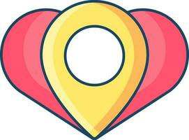 ilustración de ubicación en corazón icono en plano estilo. vector