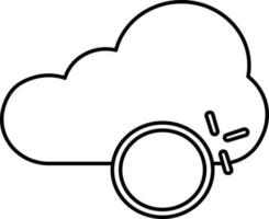 Cloud With Coin Icon In Black Outline. vector