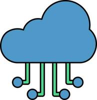 nube informática icono en azul y verde color. vector