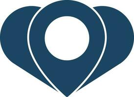 Illustration of Location in Heart Icon in Blue Color Flat Style. vector