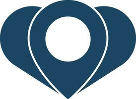 Illustration of Location in Heart Icon in Blue Color Flat Style. vector