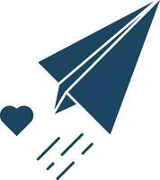 Blue Paper Plane Icon in Flat Style. vector