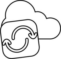 Cloud Sync Icon In Thin Line Art. vector