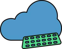 Cloud With Keyboard Icon In Blue And Green Color. vector