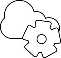 Cloud Setup Icon In Black Line Art. vector