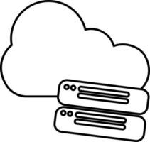 Cloud Server Icon In Black Line Art. vector