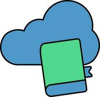 Cloud With Book Icon In Blue And Green Color. vector