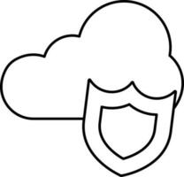 Cloud Protected Shield Icon In Flat Style. vector