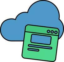 Cloud Website Icon In Green And White Color. vector