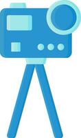 Camera On Stand Icon In Blue Color. vector