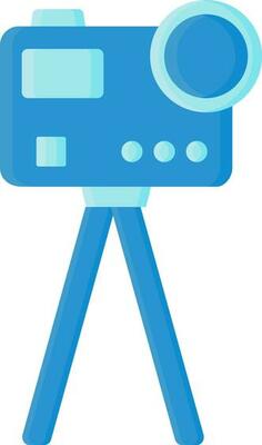Camera On Stand Icon In Blue Color.